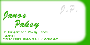 janos paksy business card