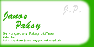 janos paksy business card